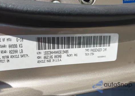 2010 Dodge Caliber Sxt z USA, uszkodzony, nr VIN 1B3CB4HAXAD619485